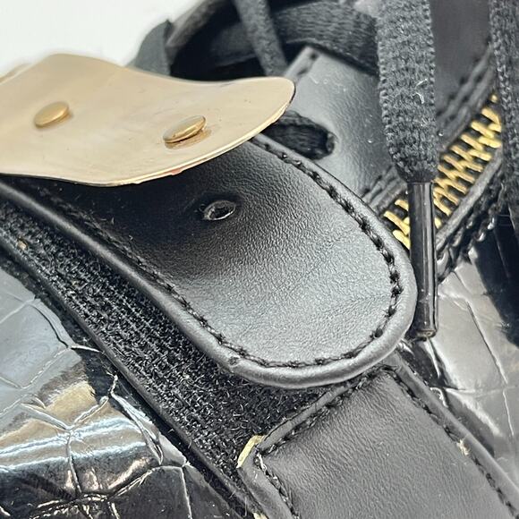 High Top LED Light Up Shoes Black Gold Sneakers Glow Sole Unisex Size 39 - Picture 14 of 15